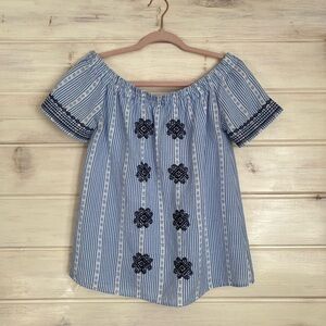 THML embroidered off the shoulder top, size small Beach Spring Break